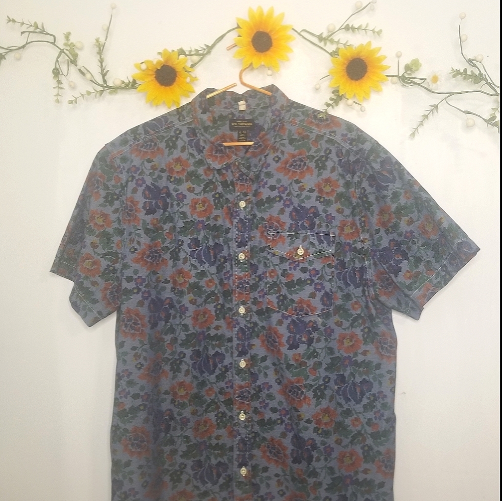 CPO Provisions utility button down floral denim